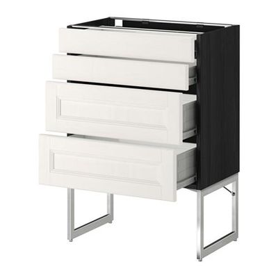 МЕТОД / ФОРВАРА Нплн шк 4 фронт/2 низк/2средн ящ - 60x37x60 см, Лаксарби белый, под дерево черный