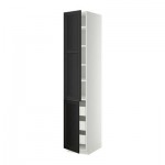 МЕТОД / ФОРВАРА Высокий шкаф+полки/3 ящика/2 дверцы - 40x60x220 см, Лаксарби черно-коричневый, белый МЕТОД / ФОРВАРА Высокий шкаф+полки/3 ящика/2 дверцы - 40x60x220 см, Лаксарби черно-коричневый, белый