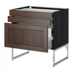 МЕТОД / ФОРВАРА Напольн шкаф 3фронт пнл/2низ/2ср ящ - 80x60x60 см, Эдсерум под дерево коричневый, под дерево черный МЕТОД / ФОРВАРА Напольн шкаф 3фронт пнл/2низ/2ср ящ - 80x60x60 см, Эдсерум под дерево коричневый, под дерево черный