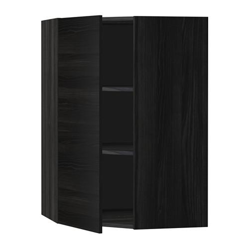 Metod Corner Wall Cabinet With Shelves Black Tingsrid 67 5x67 5x100 Cm 299 181 42 Reviews Where To - Ikea Black Storage Wall Unit