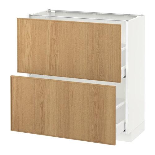 МЕТОД / МАКСИМЕРА Напольный шкаф с 2 ящиками - белый, Экестад дуб, 80x37 см МЕТОД / МАКСИМЕРА Напольный шкаф с 2 ящиками - белый, Экестад дуб, 80x37 см