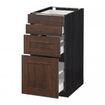 МЕТОД / МАКСИМЕРА Напольн шкаф 4 фронт панели/4 ящика - под дерево черный, Эдсерум под дерево коричневый, 40x60 см