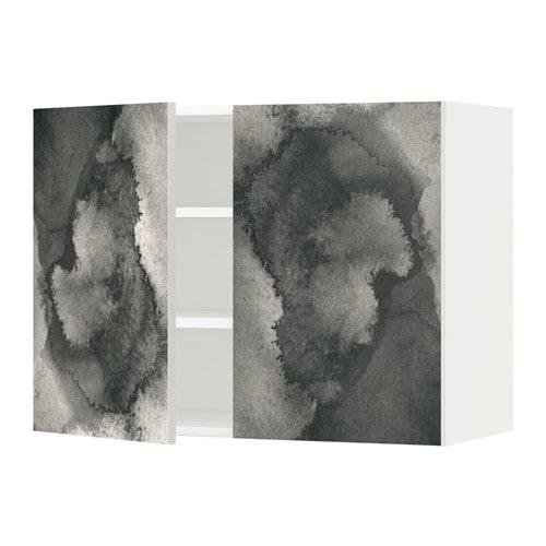 МЕТОД Навесной шкаф с полками/2дверцы - белый, Кальвиа с печатным рисунком, 80x60 см МЕТОД Навесной шкаф с полками/2дверцы - белый, Кальвиа с печатным рисунком, 80x60 см