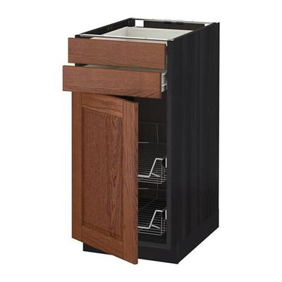 МЕТОД / ФОРВАРА Напольн шкаф/дверца/2ящ/првл крзн - 40x60 см, Филипстад коричневый, под дерево черный МЕТОД / ФОРВАРА Напольн шкаф/дверца/2ящ/првл крзн - 40x60 см, Филипстад коричневый, под дерево черный