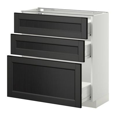 МЕТОД / ФОРВАРА Напольный шкаф с 3 ящиками - 80x37 см, Лаксарби черно-коричневый, белый МЕТОД / ФОРВАРА Напольный шкаф с 3 ящиками - 80x37 см, Лаксарби черно-коричневый, белый