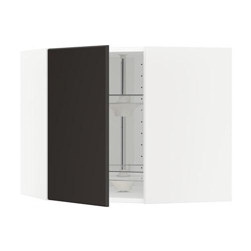 МЕТОД Угл нвсн шкф с вращающ секц - белый, Кунгсбакка антрацит, 68x60 см