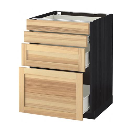 МЕТОД / ФОРВАРА Напольн шкаф 4 фронт панели/4 ящика - под дерево черный, Торхэмн естественный ясень, 60x60 см МЕТОД / ФОРВАРА Напольн шкаф 4 фронт панели/4 ящика - под дерево черный, Торхэмн естественный ясень, 60x60 см