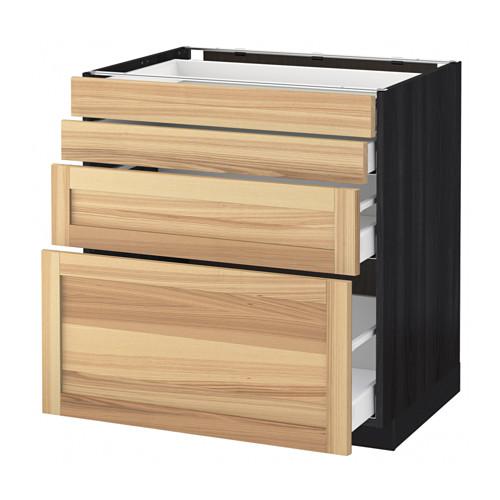 МЕТОД / МАКСИМЕРА Напольн шкаф 4 фронт панели/4 ящика - под дерево черный, Торхэмн естественный ясень, 80x60 см МЕТОД / МАКСИМЕРА Напольн шкаф 4 фронт панели/4 ящика - под дерево черный, Торхэмн естественный ясень, 80x60 см