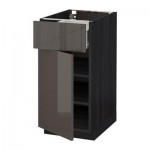 МЕТОД / ФОРВАРА Напольный шкаф с ящиком/дверью - 40x60 см, Рингульт глянцевый серый, под дерево черный МЕТОД / ФОРВАРА Напольный шкаф с ящиком/дверью - 40x60 см, Рингульт глянцевый серый, под дерево черный