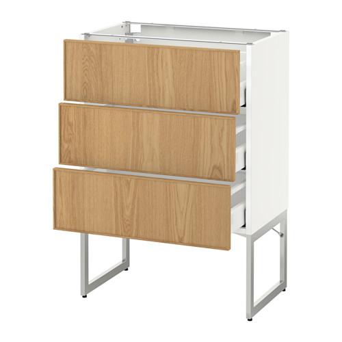 МЕТОД / МАКСИМЕРА Нплн шк 3 фрнт/3 средн ящика - белый, Экестад дуб, 60x37x60 см МЕТОД / МАКСИМЕРА Нплн шк 3 фрнт/3 средн ящика - белый, Экестад дуб, 60x37x60 см