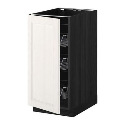 МЕТОД Напольный шкаф с проволочн ящиками - 40x60 см, Лаксарби белый, под дерево черный