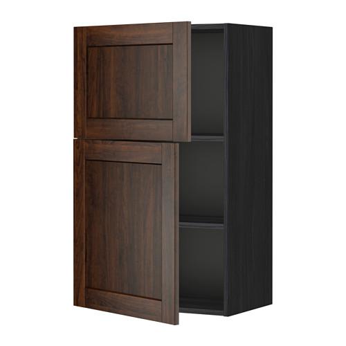 МЕТОД Навесной шкаф с полками/2дверцы - под дерево черный, Эдсерум под дерево коричневый МЕТОД Навесной шкаф с полками/2дверцы - под дерево черный, Эдсерум под дерево коричневый