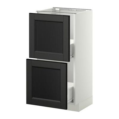 МЕТОД / ФОРВАРА Напольный шкаф с 2 ящиками - 40x37 см, Лаксарби черно-коричневый, белый МЕТОД / ФОРВАРА Напольный шкаф с 2 ящиками - 40x37 см, Лаксарби черно-коричневый, белый