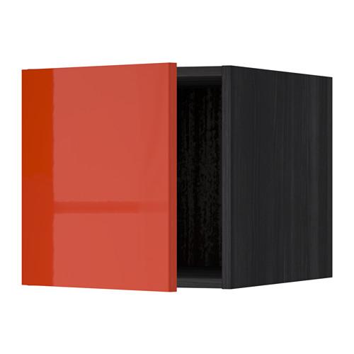 МЕТОД Верхний шкаф - под дерево черный, Ерста глянцевый оранжевый МЕТОД Верхний шкаф - под дерево черный, Ерста глянцевый оранжевый