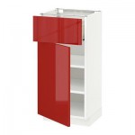 МЕТОД / ФОРВАРА Напольный шкаф с ящиком/дверью - 40x37 см, Рингульт глянцевый красный, белый МЕТОД / ФОРВАРА Напольный шкаф с ящиком/дверью - 40x37 см, Рингульт глянцевый красный, белый