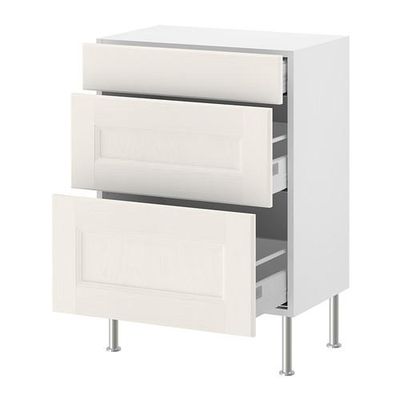 ФАКТУМ Напольный шкаф с 3 ящиками - Рамшё белый, 80x37 см ФАКТУМ Напольный шкаф с 3 ящиками - Рамшё белый, 80x37 см