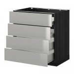 МЕТОД / ФОРВАРА Напольн шкаф 4 фронт панели/4 ящика - под дерево черный, Гревста нержавеющ сталь, 80x60 см МЕТОД / ФОРВАРА Напольн шкаф 4 фронт панели/4 ящика - под дерево черный, Гревста нержавеющ сталь, 80x60 см