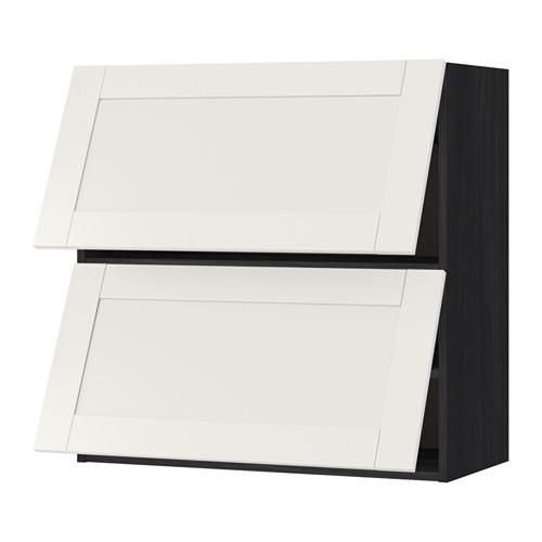 METOD навесной шкаф/2 дверцы, горизонтал черный/Сэведаль белый 80x80 см