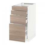 МЕТОД / МАКСИМЕРА Напольн шкаф 4 фронт панели/4 ящика - 40x60 см, Брокхульт под грецкий орех светло-серый, белый МЕТОД / МАКСИМЕРА Напольн шкаф 4 фронт панели/4 ящика - 40x60 см, Брокхульт под грецкий орех светло-серый, белый