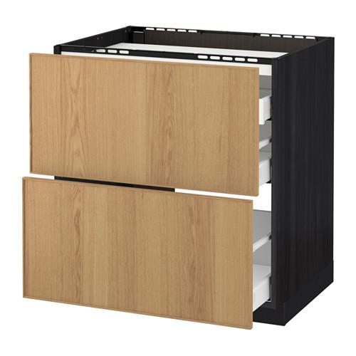 МЕТОД / МАКСИМЕРА Напольн шкаф/2 фронт пнл/3 ящика - под дерево черный, Экестад дуб, 80x60 см МЕТОД / МАКСИМЕРА Напольн шкаф/2 фронт пнл/3 ящика - под дерево черный, Экестад дуб, 80x60 см