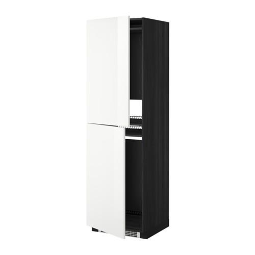 МЕТОД Высок шкаф д холодильн/мороз - под дерево черный, Рингульт глянцевый белый, 60x60x200 см