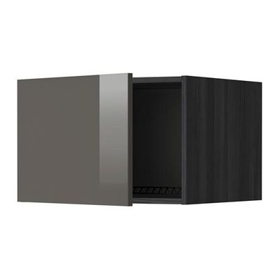 МЕТОД Верх шкаф на холодильн/морозильн - 60x40 см, Рингульт глянцевый серый, под дерево черный