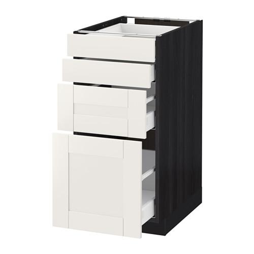 МЕТОД / МАКСИМЕРА Напольн шкаф 4 фронт панели/4 ящика - под дерево черный, Сэведаль белый, 40x60 см МЕТОД / МАКСИМЕРА Напольн шкаф 4 фронт панели/4 ящика - под дерево черный, Сэведаль белый, 40x60 см