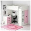 СТУВА Кровать-чердак/3 ящика/2 дверцы - белый/розовый