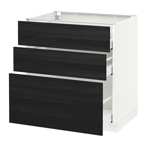 МЕТОД / МАКСИМЕРА Напольный шкаф с 3 ящиками - белый, Тингсрид под дерево черный, 80x60 см МЕТОД / МАКСИМЕРА Напольный шкаф с 3 ящиками - белый, Тингсрид под дерево черный, 80x60 см