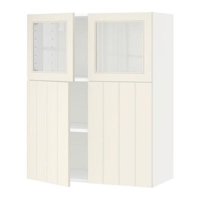 МЕТОД Навесной шкаф/полки/2дв/2стек дв - Хитарп белый с оттенком, белый