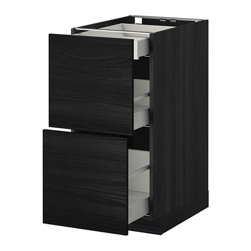 МЕТОД / МАКСИМЕРА Напольный шкаф/2фасада/3ящика - под дерево черный, Тингсрид под дерево черный, 40x60 см