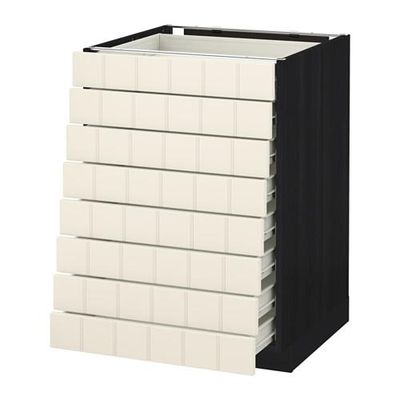 МЕТОД / ФОРВАРА Наполн шкаф 8 фронт/8 низк ящиков - 60x60 см, Хитарп белый с оттенком, под дерево черный МЕТОД / ФОРВАРА Наполн шкаф 8 фронт/8 низк ящиков - 60x60 см, Хитарп белый с оттенком, под дерево черный