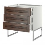 МЕТОД / ФОРВАРА Напольн шкаф 3фронт пнл/2низ/2ср ящ - 80x60x60 см, Эдсерум под дерево коричневый, белый МЕТОД / ФОРВАРА Напольн шкаф 3фронт пнл/2низ/2ср ящ - 80x60x60 см, Эдсерум под дерево коричневый, белый