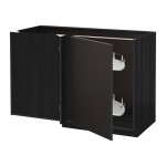 МЕТОД Угловой напол шкаф с выдвижн секц - под дерево черный, Кунгсбакка антрацит