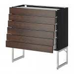 МЕТОД / МАКСИМЕРА Напольн шкаф 6фронт пнл/6 низ ящ - под дерево черный, Эдсерум под дерево коричневый, 80x37x60 см МЕТОД / МАКСИМЕРА Напольн шкаф 6фронт пнл/6 низ ящ - под дерево черный, Эдсерум под дерево коричневый, 80x37x60 см