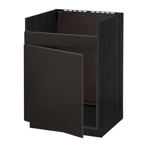 МЕТОД Напольный шкаф для мойки ХАВСЕН - под дерево черный, Кунгсбакка антрацит