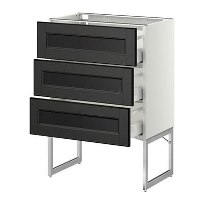 МЕТОД / МАКСИМЕРА Нплн шк 3 фрнт/3 средн ящика - 60x37x60 см, Лаксарби черно-коричневый, белый МЕТОД / МАКСИМЕРА Нплн шк 3 фрнт/3 средн ящика - 60x37x60 см, Лаксарби черно-коричневый, белый