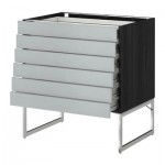 МЕТОД / ФОРВАРА Напольн шкаф 6фронт пнл/6 низ ящ - 80x60x60 см, Веддинге серый, под дерево черный