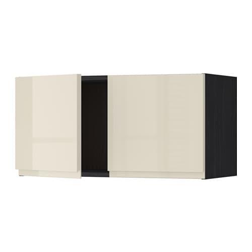 МЕТОД Навесной шкаф с 2 дверями - под дерево черный, Воксторп глянцевый светло-бежевый МЕТОД Навесной шкаф с 2 дверями - под дерево черный, Воксторп глянцевый светло-бежевый