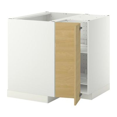 МЕТОД Угл напольн шкаф с вращающ секц - Тингсрид под березу, белый