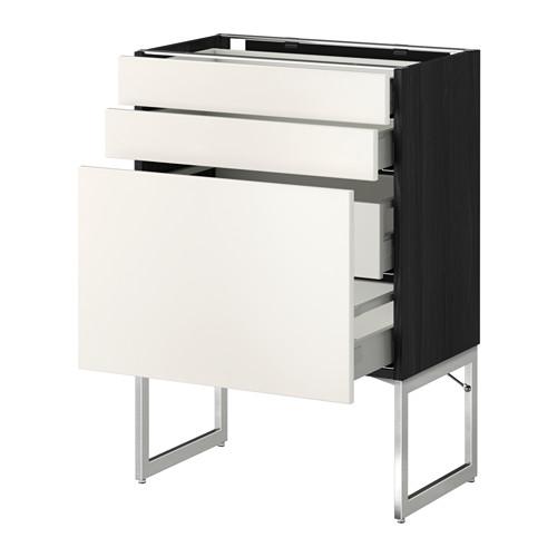МЕТОД / МАКСИМЕРА Напольн шкаф 3фронт пнл/2низ/2ср ящ - под дерево черный, Веддинге белый, 60x37x60 см МЕТОД / МАКСИМЕРА Напольн шкаф 3фронт пнл/2низ/2ср ящ - под дерево черный, Веддинге белый, 60x37x60 см