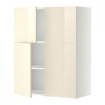 МЕТОД Навесной шкаф с полками/4дверцы - Рингульт глянцевый кремовый, белый МЕТОД Навесной шкаф с полками/4дверцы - Рингульт глянцевый кремовый, белый