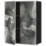 МЕТОД Навесной шкаф с полками/2дверцы - под дерево черный, Кальвиа с печатным рисунком, 80x100 см