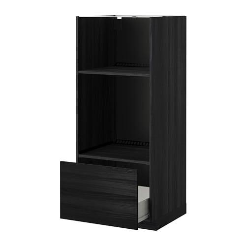 МЕТОД / ФОРВАРА Высокий шкаф с ящиком д/духовки/СВЧ - под дерево черный, Тингсрид под дерево черный