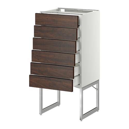 МЕТОД / МАКСИМЕРА Напольн шкаф 6фронт пнл/6 низ ящ - белый, Эдсерум под дерево коричневый, 40x37x60 см