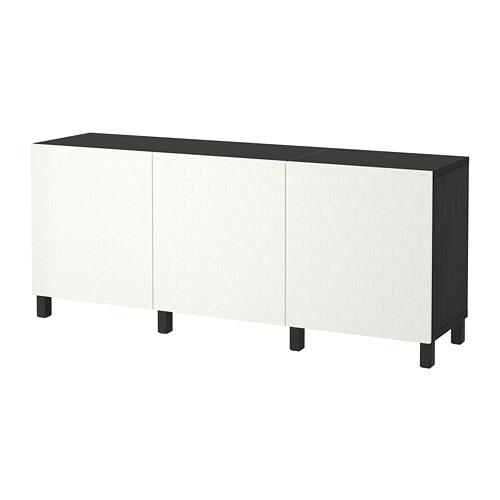 БЕСТО Комбинация для хранения с дверцами - черно-коричневый белый