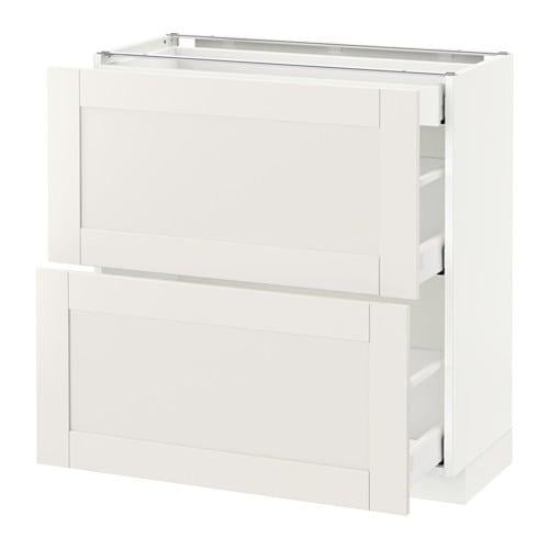 МЕТОД / МАКСИМЕРА Напольный шкаф/2фасада/3ящика - белый, Сэведаль белый, 80x37 см МЕТОД / МАКСИМЕРА Напольный шкаф/2фасада/3ящика - белый, Сэведаль белый, 80x37 см
