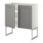 МЕТОД Напол шкаф с полками/2двери - белый, Будбин серый, 80x37x60 см