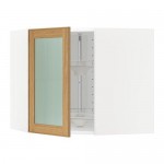 МЕТОД Углов навесн шк с врщ скц/сткл дв - белый, Экестад дуб, 68x60 см МЕТОД Углов навесн шк с врщ скц/сткл дв - белый, Экестад дуб, 68x60 см