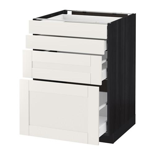 МЕТОД / МАКСИМЕРА Напольн шкаф 4 фронт панели/4 ящика - под дерево черный, Сэведаль белый, 60x60 см МЕТОД / МАКСИМЕРА Напольн шкаф 4 фронт панели/4 ящика - под дерево черный, Сэведаль белый, 60x60 см